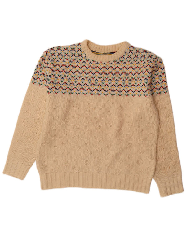 Vintage ανδρικό πουλόβερ με λαιμόκοψη Medium Off White Fair Isle