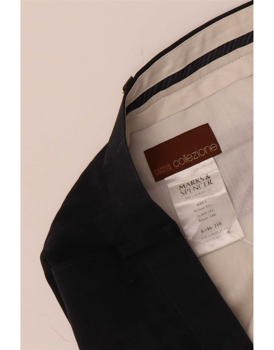 Marks & Spencer Ανδρικό παντελόνι με καρφίτσα W42 L33 Navy Blue Lyocell