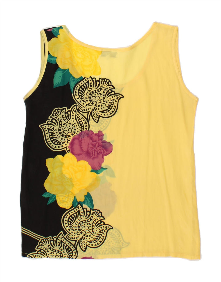 ROBERTO NALDI Womens Sleeveless Blouse Top IT 42 Medium Yellow Floral Vintage Roberto Naldi and Second-Hand Roberto Naldi from Messina Hembry 