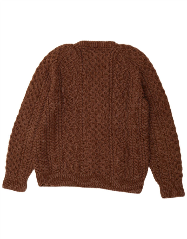 VINTAGE Γυναικείο πουλόβερ με λαιμόκοψη UK 14 Μεγάλο καφέ