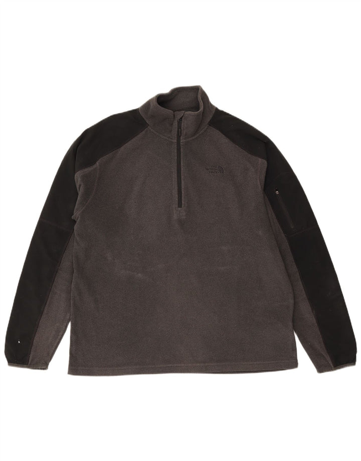 The North Face Ανδρικό φερμουάρ με λαιμόκοψη Fleece Jumper Μεγάλο γκρι χρώμα πολυεστέρας