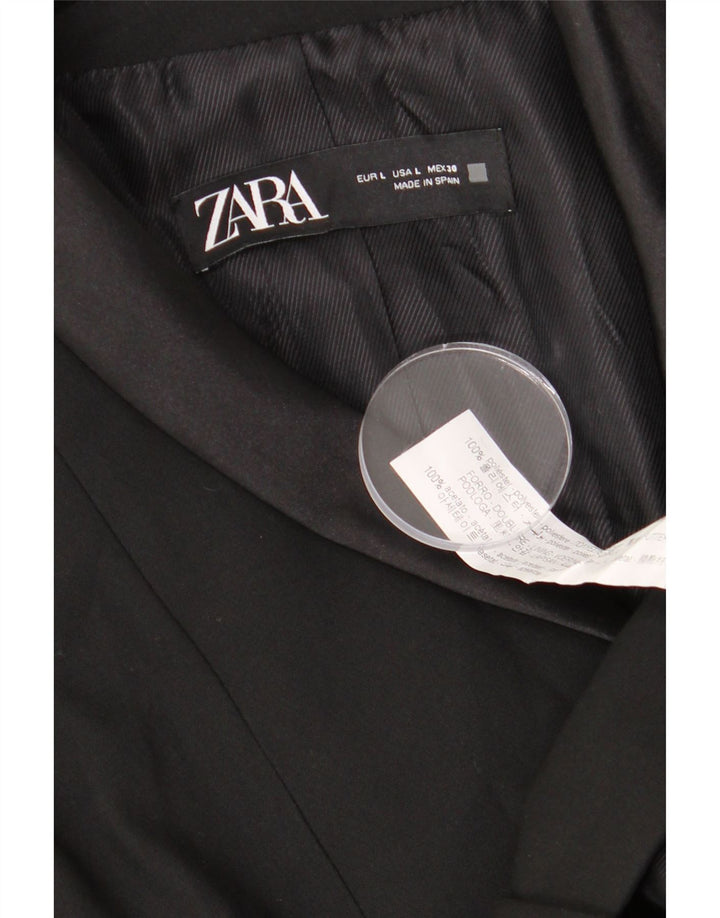 Zara Γυναικείο Μπουφάν 1 Κουμπί Blazer UK 16 Large Black Polyester Classic