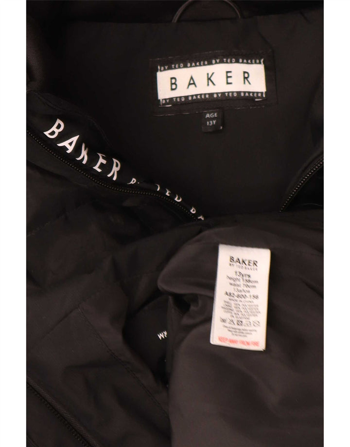 Ted Baker Boys γραφικό μπουφάν με κουκούλα με επένδυση 12-13 ετών μαύρο πολυεστέρα