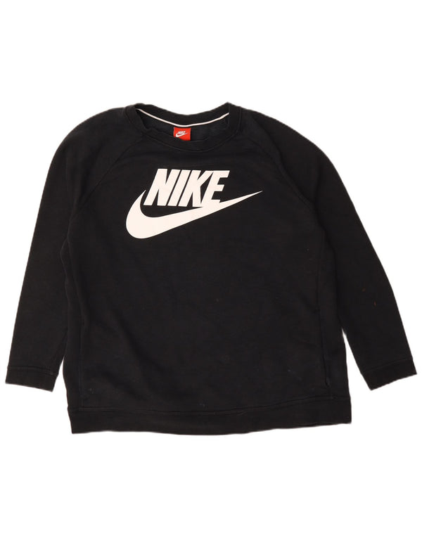 Γυναικείο γραφικό υπερμεγέθη φούτερ Nike Jumper UK 18 XL Μαύρο βαμβακερό