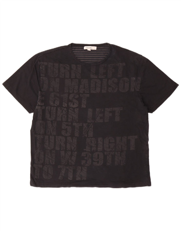 CALVIN KLEIN Ανδρικό γραφικό T-Shirt Top XL Μαύρο βαμβακερό