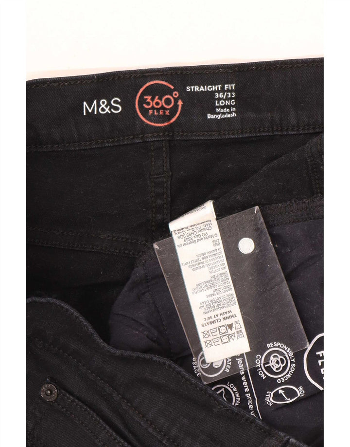 Ανδρικό τζιν ίσιο Marks & Spencer W36 L33 Μαύρο βαμβακερό