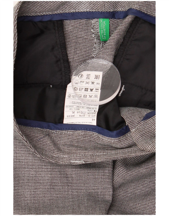 Benetton γυναικείο κοστούμι κωνικό παντελόνι UK 12 Medium W32 L28 Grey Houndstooth