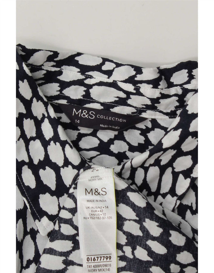 Marks & Spencer Γυναικείο πουκάμισο UK 14 Μεγάλο βαμβακερό λευκό στίγμα