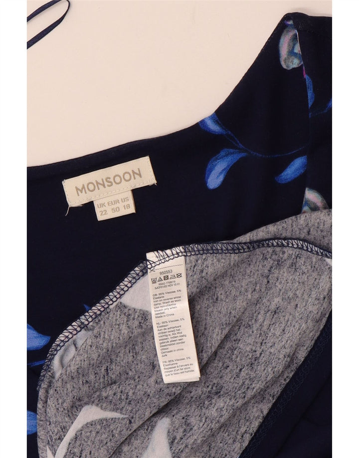 Γυναικείο Αμάνικο φόρεμα MONSOON UK 22 3XL Navy Blue Floral Viscose