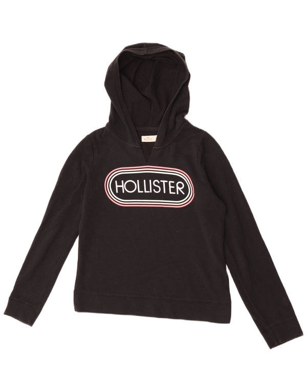 Hollister Γυναικείο Γραφικό Hoodie Jumper UK 10 Small Black Cotton