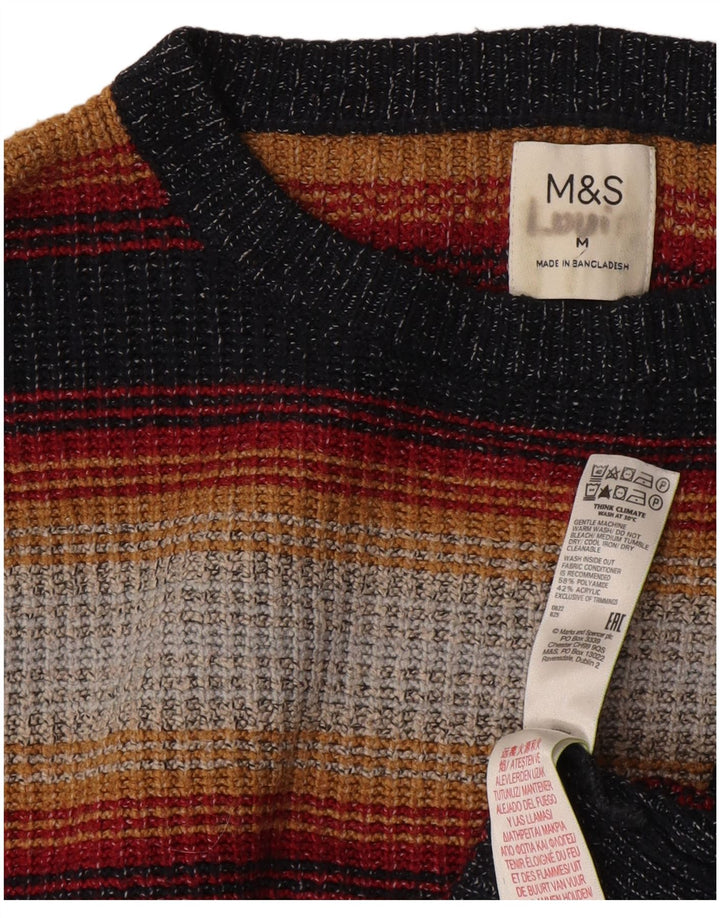Marks & Spencer Ανδρικό πουλόβερ με λαιμόκοψη μεσαίο πολύχρωμο ριγέ