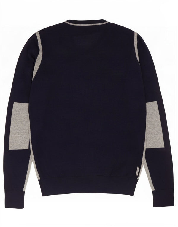 Ανδρικό πουλόβερ Armani Slim Fit με V λαιμόκοψη XL Navy Blue Colourblock