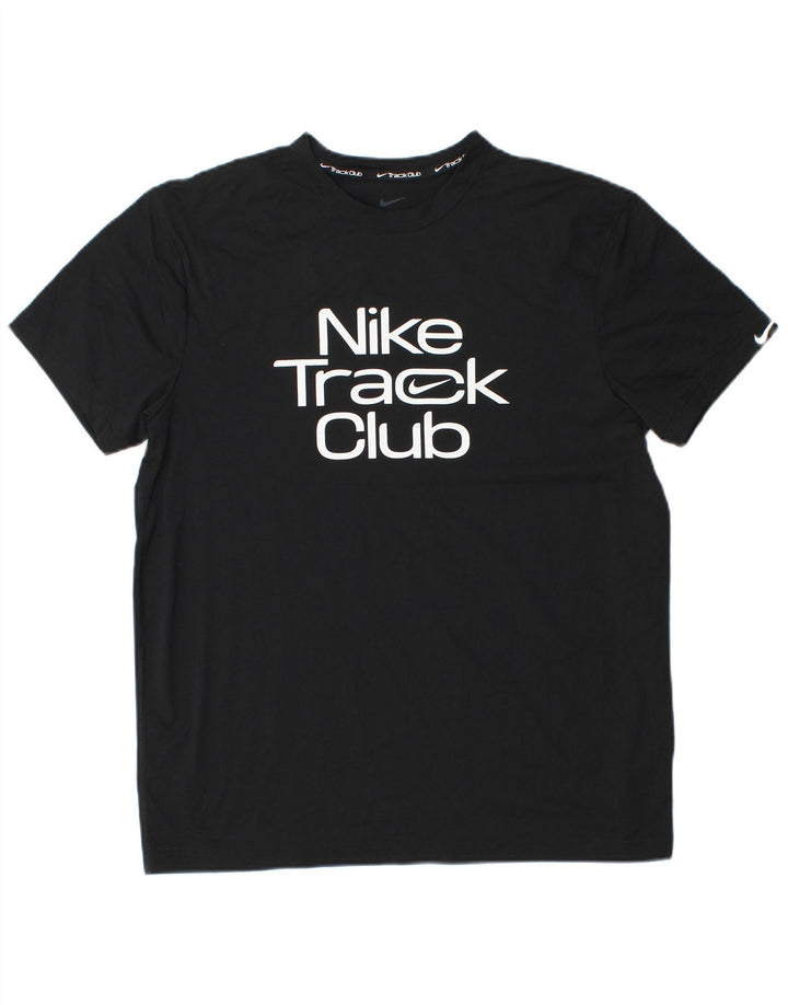 Ανδρικό γραφικό T-Shirt NIKE Dri Fit Τοπ μεσαίου μαύρου πολυεστέρα