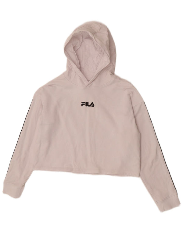 Fila Girls Crop Graphic Hoodie Jumper 13-14 ετών Λευκό βαμβακερό μπλοκ