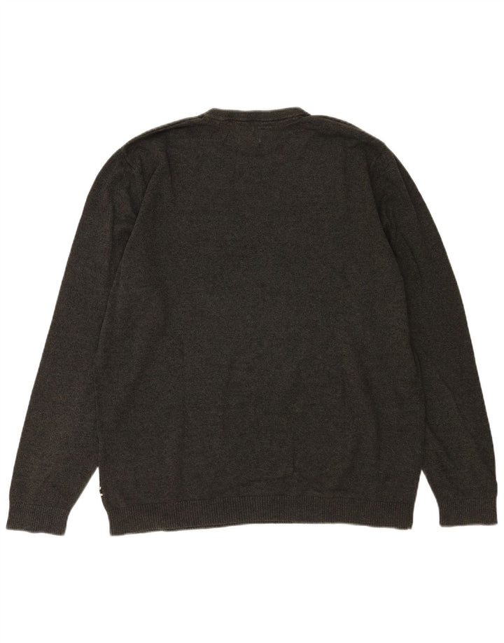 Jack & Jones Ανδρικό πουλόβερ με λαιμόκοψη 2XL γκρι βαμβακερό
