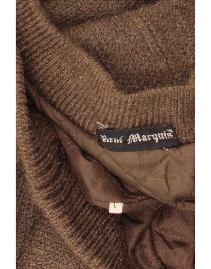 Vintage Ανδρικό πλεκτό Bomber Jacket UK 40 Large Brown Colourblock