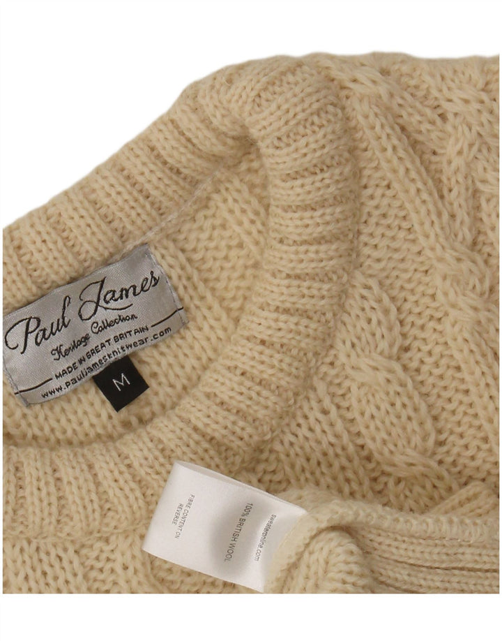 PAUL JAMES Ανδρικό πουλόβερ με λαιμόκαυστο με μεσαίο μπεζ μαλλί