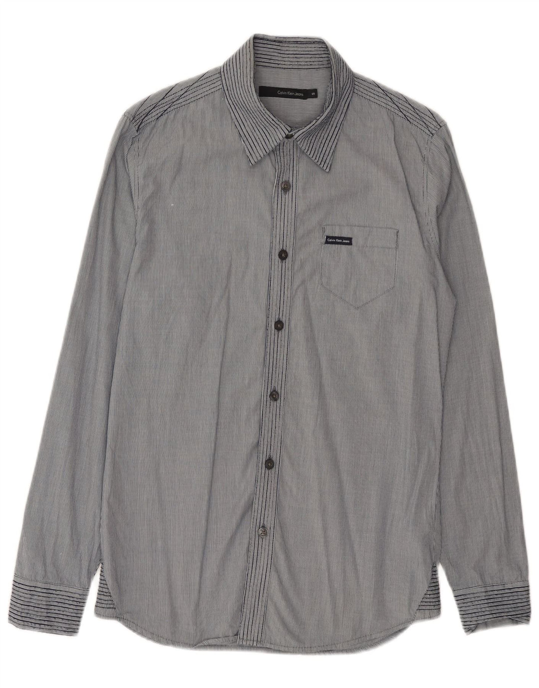 Ανδρικό καρό πουκάμισο τζιν Calvin Klein Μικρό Βαμβακερό με ρίγες μπλε