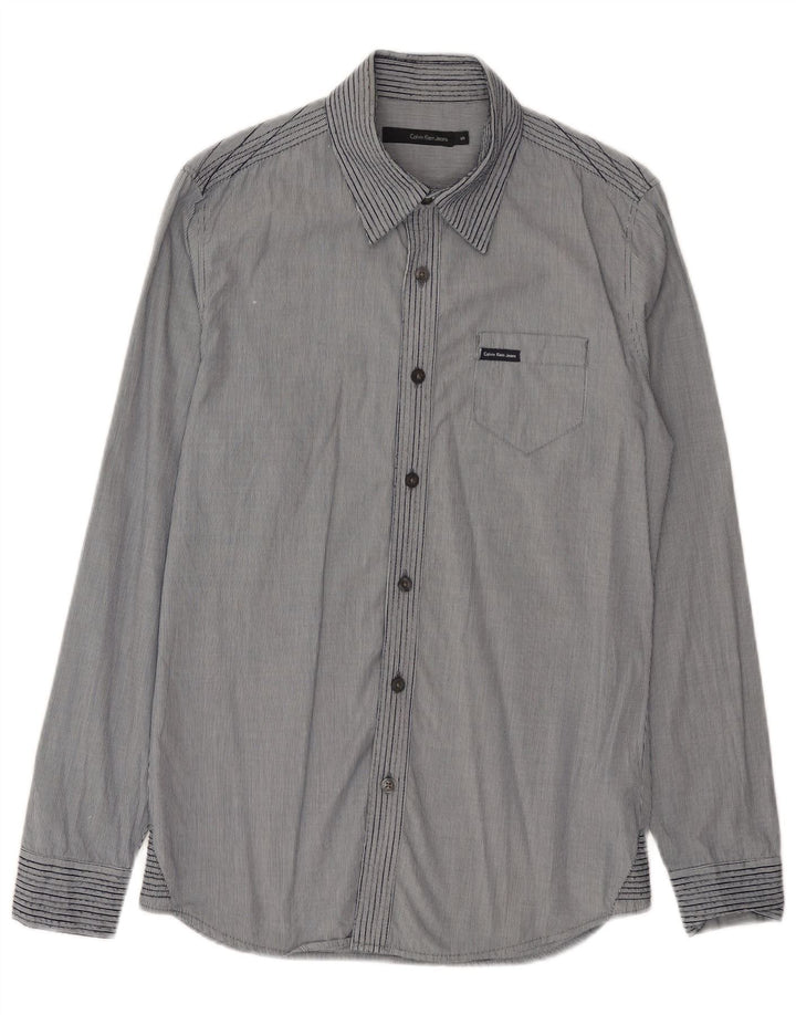 Ανδρικό καρό πουκάμισο τζιν Calvin Klein Μικρό Βαμβακερό με ρίγες μπλε