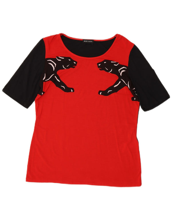 Γυναικείο γραφικό μπλουζάκι Perte by Krizia Top UK 16 Large Red Colourblock