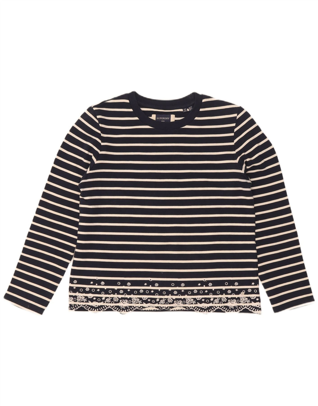 Superdry γυναικείο υπερμεγέθη μακρυμάνικο UK 10 Small Navy Blue ριγέ