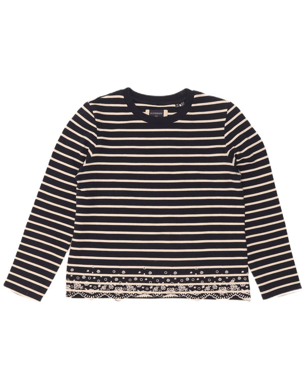 Superdry γυναικείο υπερμεγέθη μακρυμάνικο UK 10 Small Navy Blue ριγέ