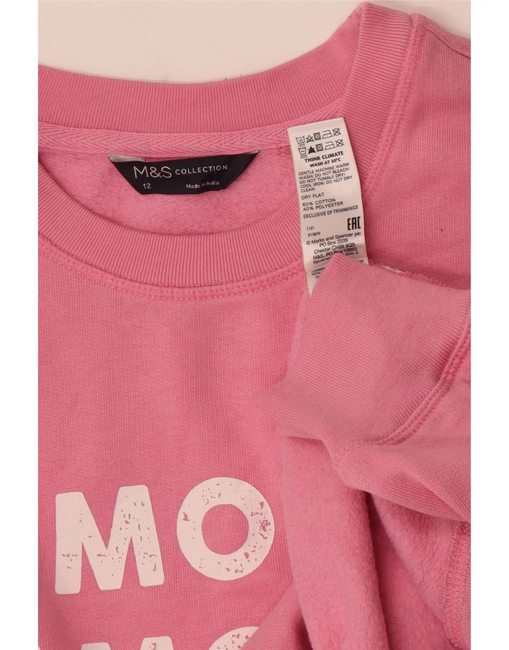 Marks & Spencer Γυναικεία γραφική φούτερ Jumper UK 12 Μεσαίο ροζ βαμβακερό