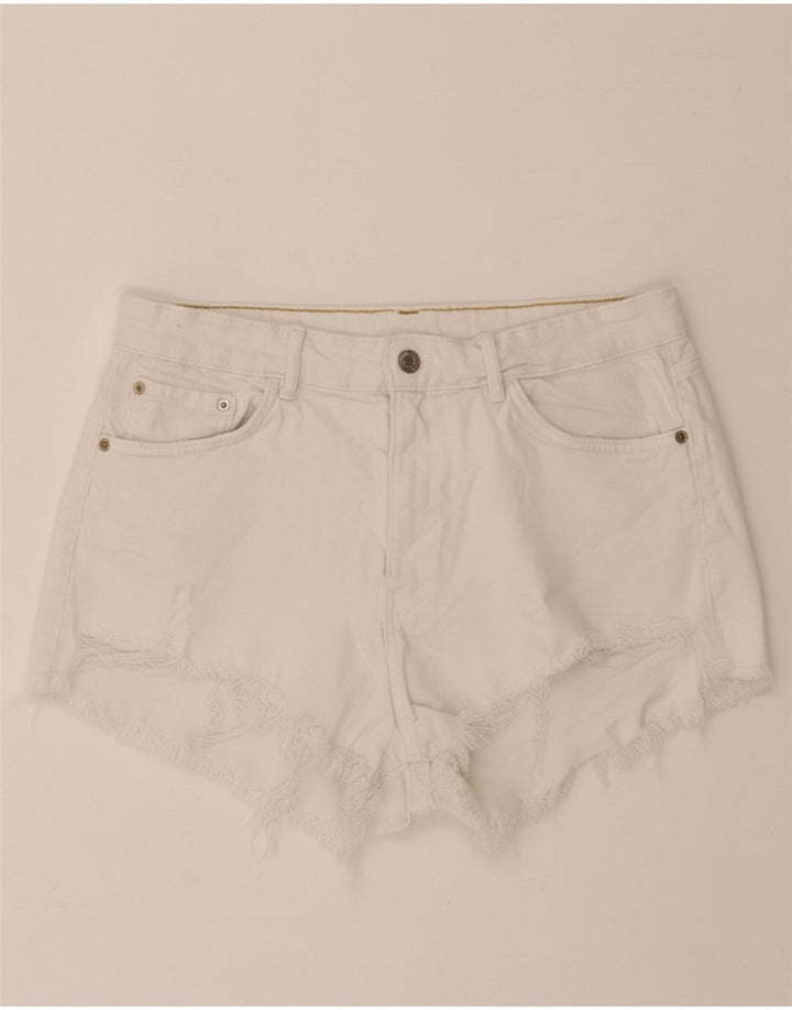 ZARA Womens Denim Shorts EU 42 Large W32 White Cotton Vintage Zara and Second-Hand Zara from Messina Hembry 