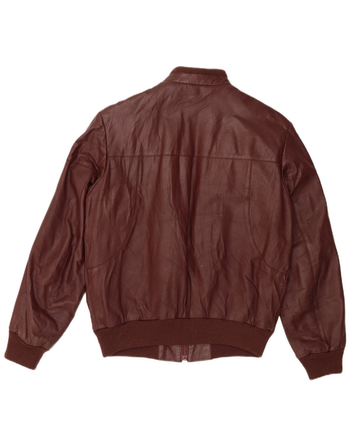 Vintage Γυναικείο Bomber Δερμάτινο Μπουφάν IT 54 2XL Δερμάτινο μπορντό