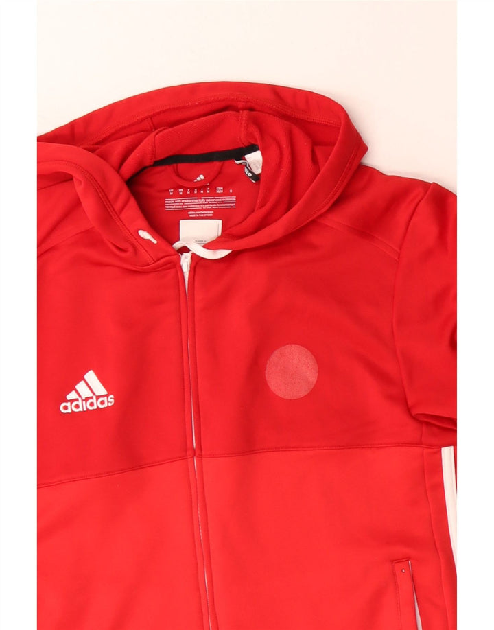 Ανδρικό πουλόβερ Adidas Climalite με φερμουάρ με κουκούλα, μεσαίο κόκκινο πολυεστέρα