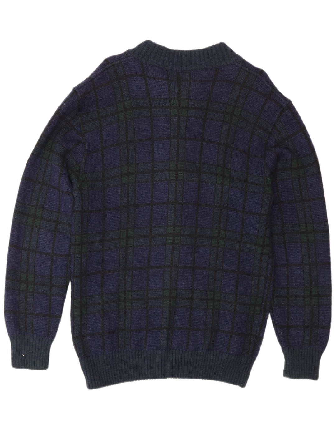 Vintage Ανδρική Ζακέτα Πουλόβερ Μεσαίο Navy Blue Check Πολυακρυλικό