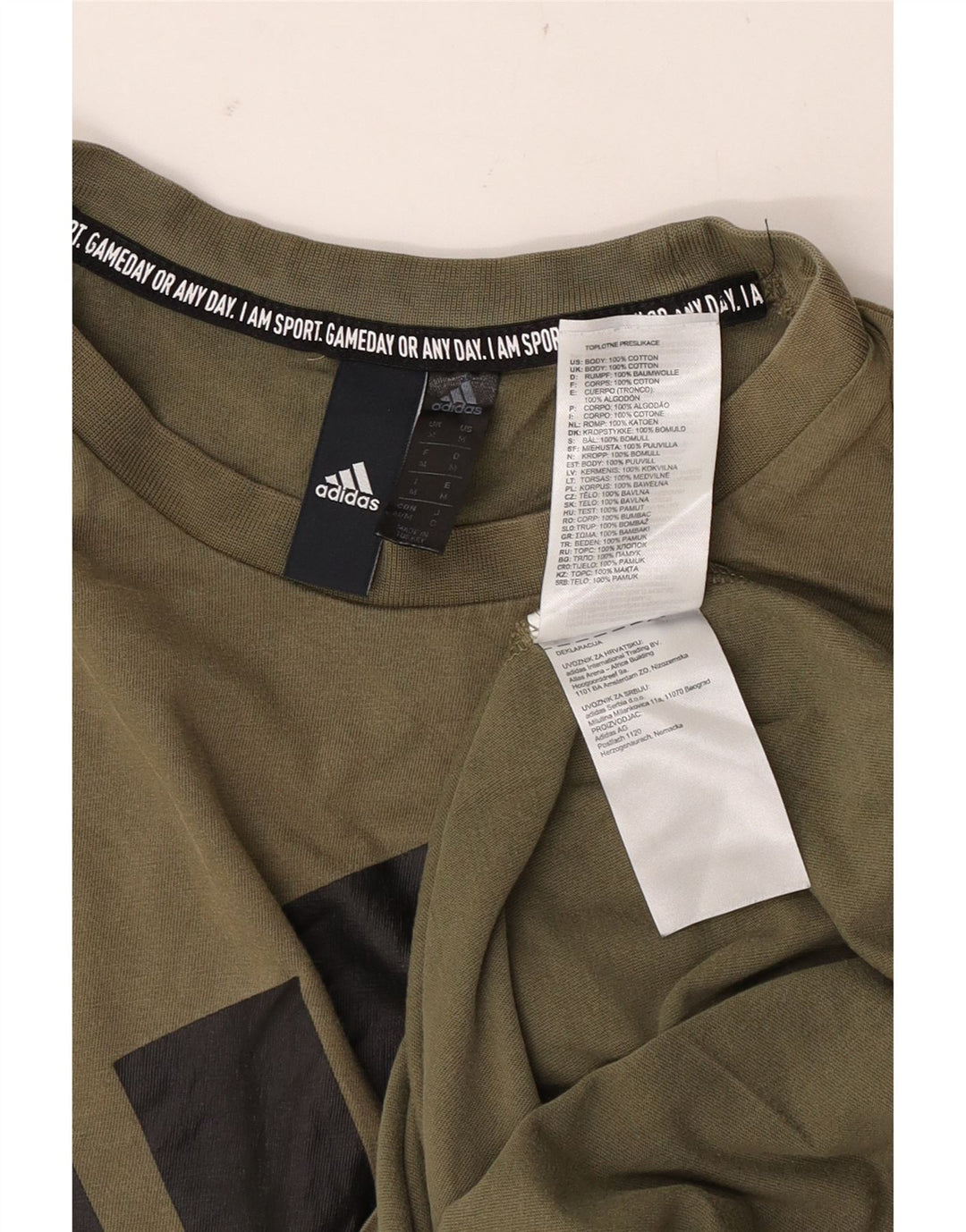 Ανδρικό γραφικό T-Shirt Adidas Top Medium Khaki Cotton