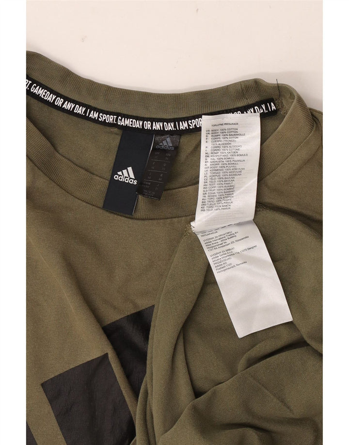 Ανδρικό γραφικό T-Shirt Adidas Top Medium Khaki Cotton