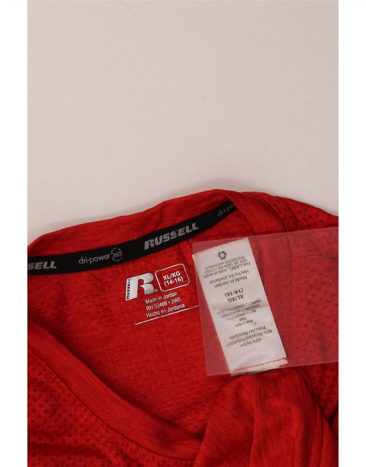 T-shirt RUSSELL ATHLETIC για αγόρια Dri-Power Top 14-15 ετών XL Red Flecked
