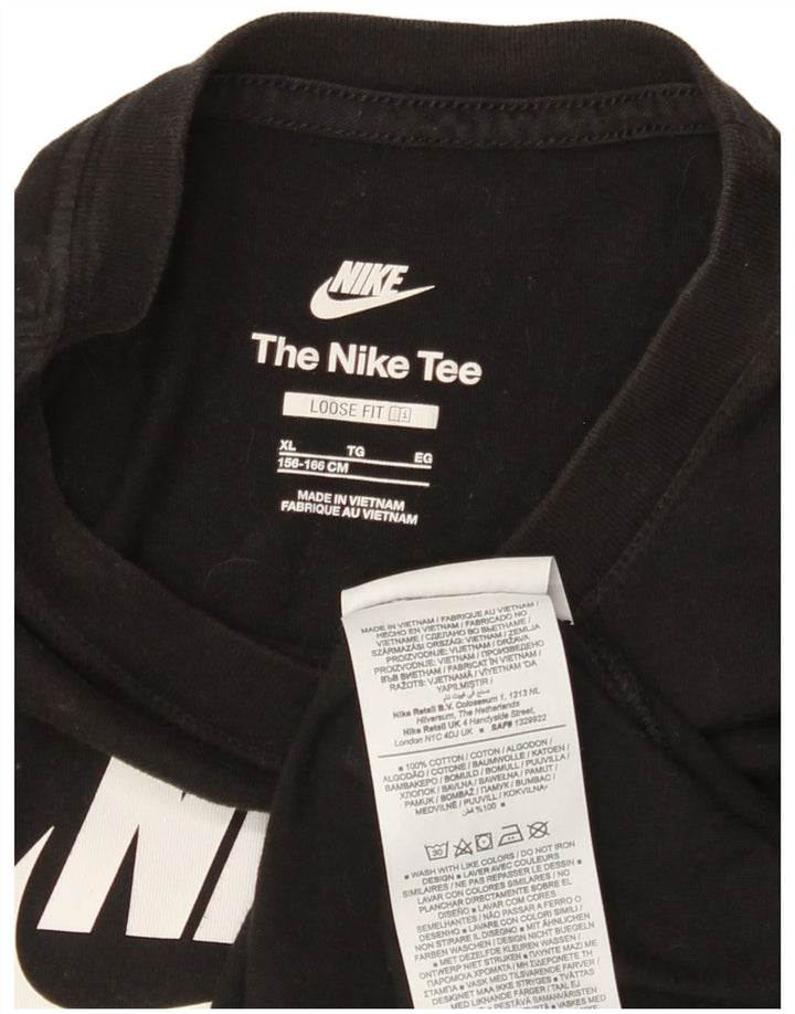 Γραφικό T-shirt NIKE Girls Loose Fit 13-14 ετών XL μαύρο βαμβακερό