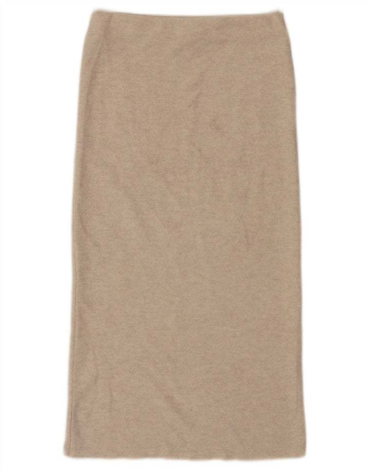 Zara Γυναικεία Ψηλόμεση Μίντι Φούστα Μικρή W26 Μπεζ Πολυεστέρας