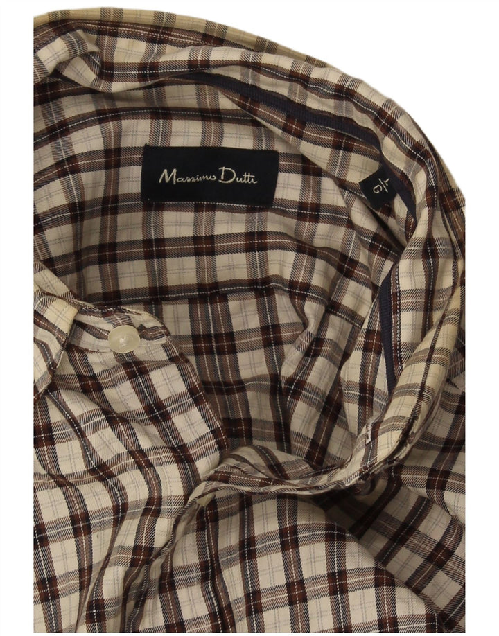 Ανδρικό φανελένιο πουκάμισο Massimo Dutti, καφέ μεγάλο χρώμα