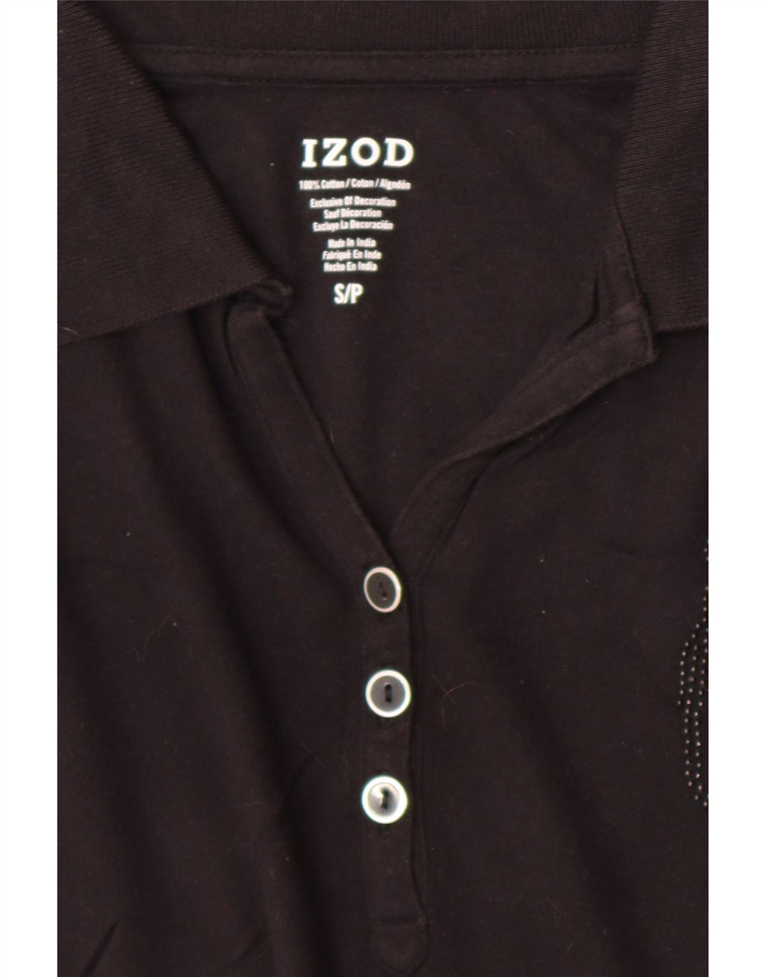Izod Γυναικείο Πόλο Μπλουζάκι UK 10 Small μαύρο βαμβακερό