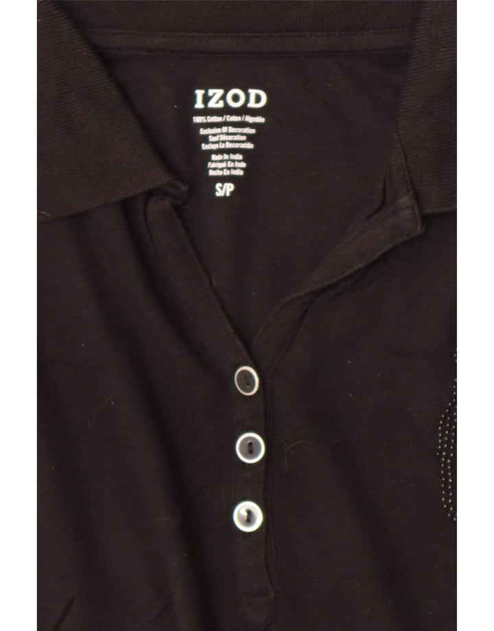 Izod Γυναικείο Πόλο Μπλουζάκι UK 10 Small μαύρο βαμβακερό