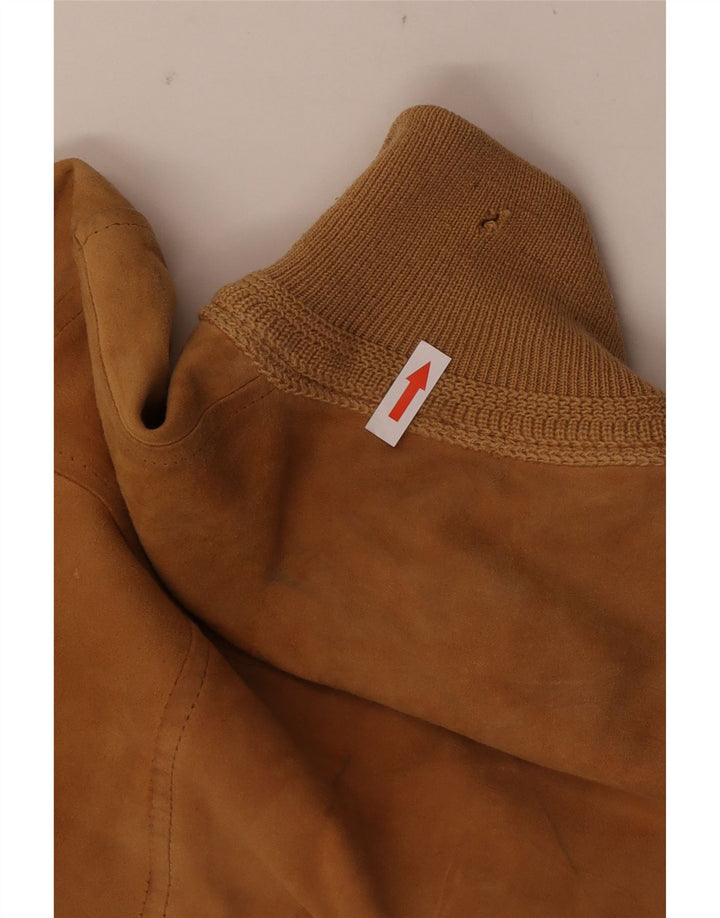 Vintage Ανδρικό Suede Bomber Jacket UK 36 Small Brown Leather