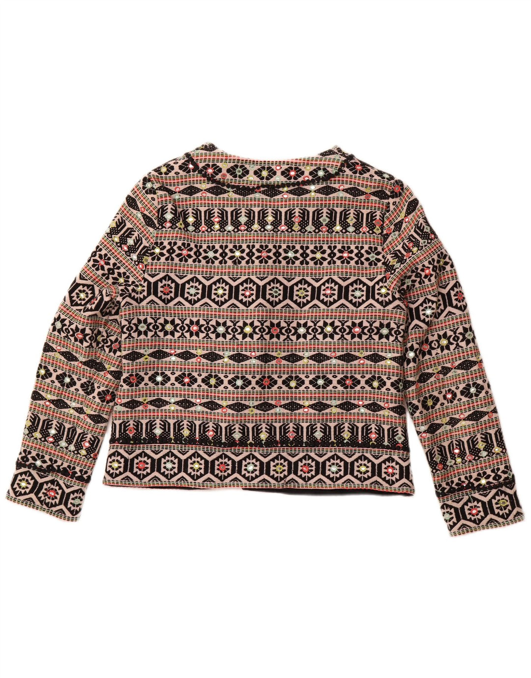 MONSOON Γυναικείο ανοιχτό μπουφάν Bolero UK 18 XL Μαύρο γεωμετρικό βαμβακερό