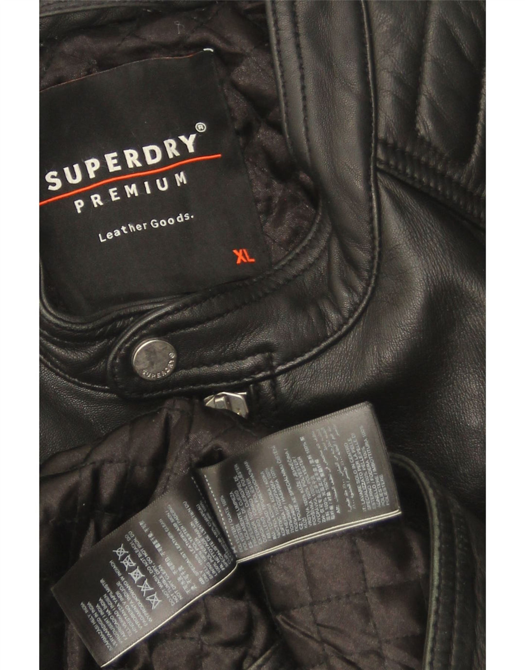 Superdry Ανδρικό Δερμάτινο Μπουφάν Biker UK 42 XL Μαύρο