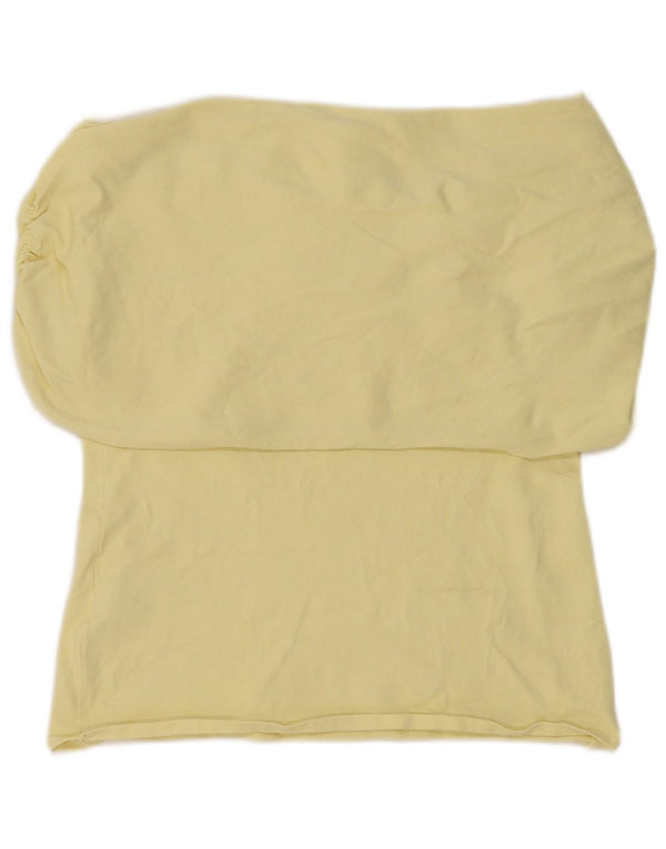 Zara Womens Off Shoulder Top UK 16 Μεγάλη κίτρινη βισκόζη