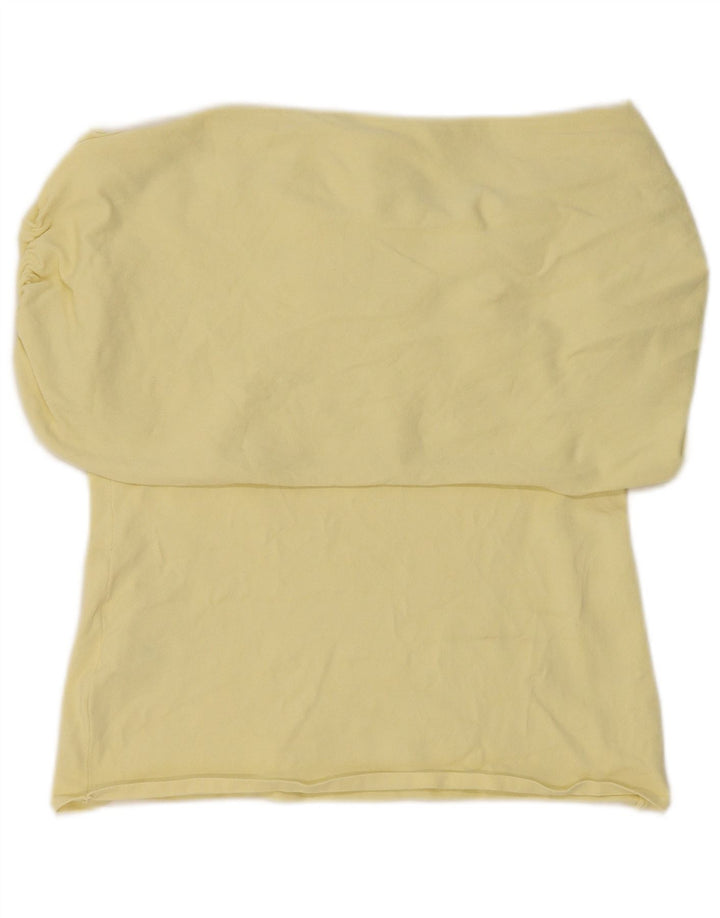 Zara Womens Off Shoulder Top UK 16 Μεγάλη κίτρινη βισκόζη
