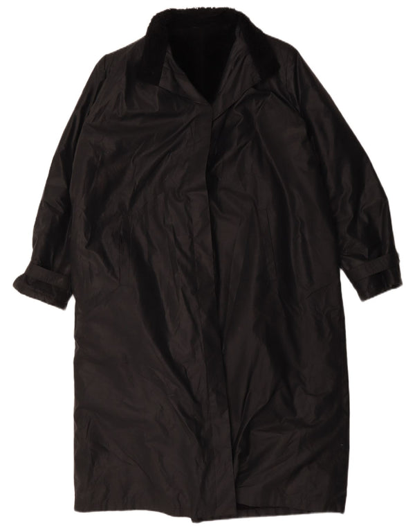 Vintage γυναικείο παλτό Sherpa Loose Fit UK 14 Large Black Polyester