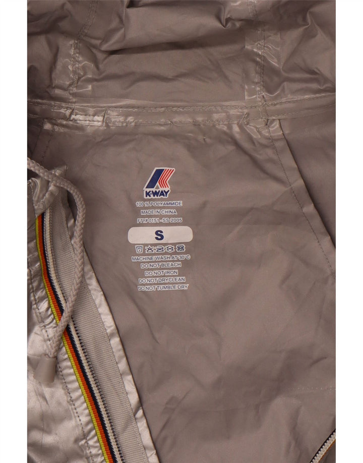 K-WAY Γυναικείο μπουφάν βροχής με κουκούλα UK 10 Small Silver Polyamide