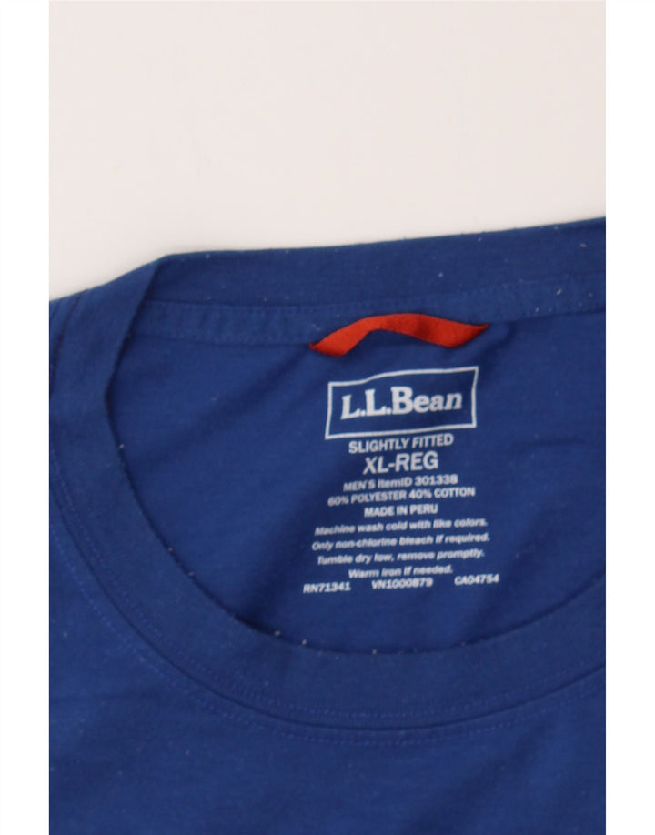 L.L.BEAN Mens Slightly Fitted Graphic T-Shirt Top XL Blue Polyester Vintage L.L.Bean and Second-Hand L.L.Bean from Messina Hembry 