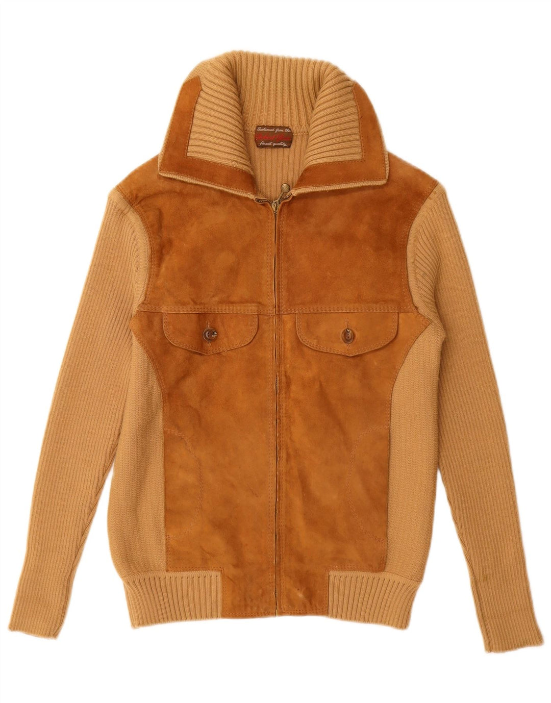 Γυναικείο σουέτ ζακέτα VINTAGE UK 12 μεσαίου μπεζ χρώματος