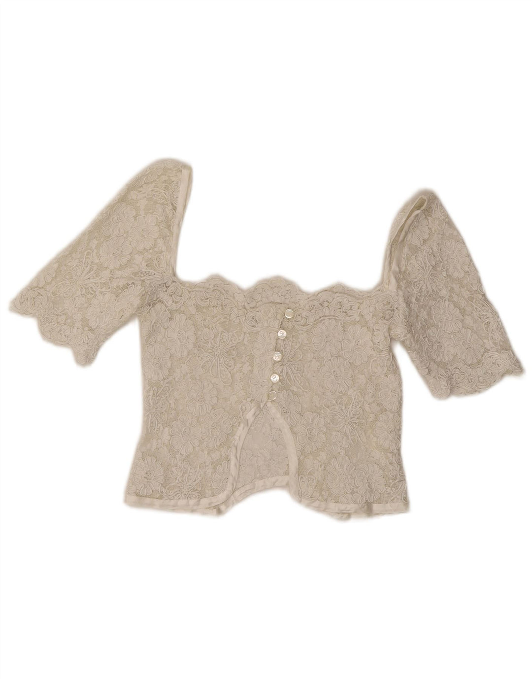 Vintage γυναικείο δαντελένιο τοπ UK 4 XS Λευκό