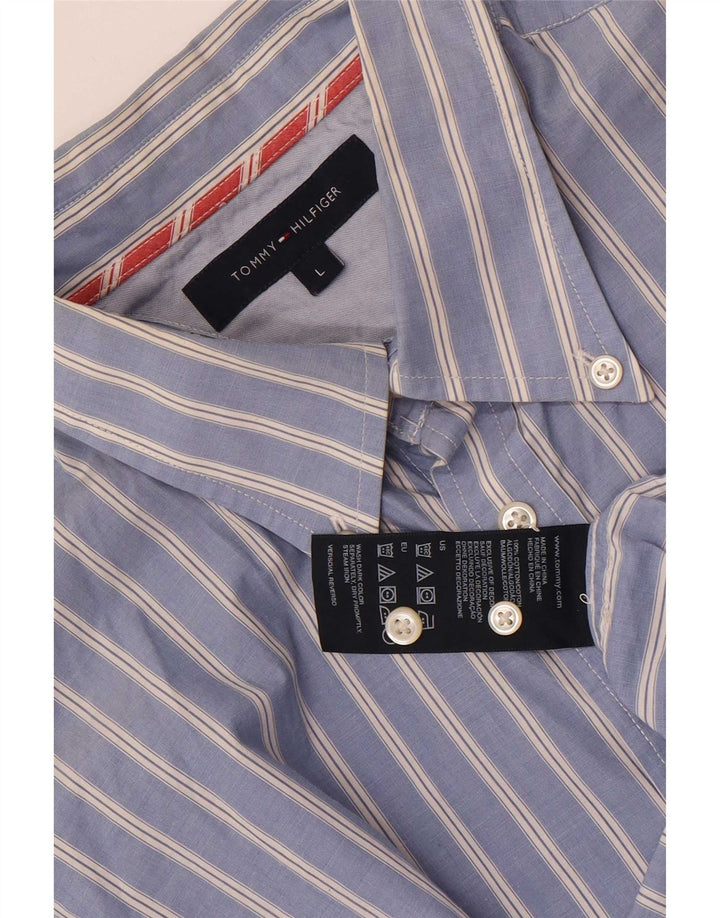 Ανδρικό πουκάμισο Tommy Hilfiger Large Blue ριγέ βαμβακερό